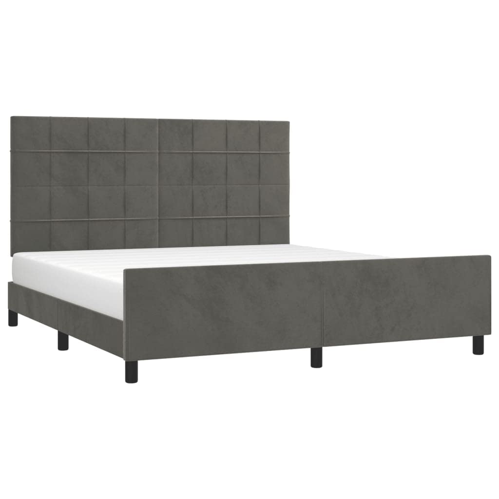 vidaXL Estructura Cama con Cabecero Matrimonial Somier Tapizado Dormitorio Habitación Muebles Cuarto Descanso Terciopelo Gris Oscuro 180x200 cm