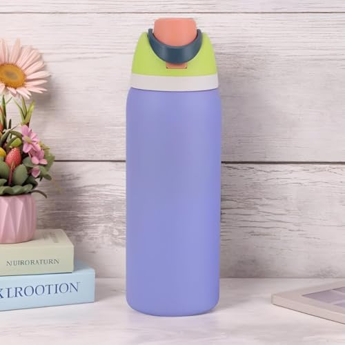 Image of LHOTSE FreeSip Gym Water Bottle with Straw & Spout | Leakproof Stainless Steel Sports Bottle for Workout, Fitness Training & Exercise Hydration (Purple, 960 ML)