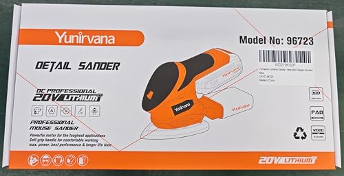 Yunirvana Cordless Sander 20V, Detail Sanders, 20Pcs Sandpapers,12000 RPM Sanders with Dust Collection System for Tight Spaces Sanding in Home Decoration, Battery and Charger Included 10 Yunirvana Cordless Sander 20V, Detail Sanders, 20Pcs Sandpapers,12000 RPM Sanders with Dust Collection System for Tight Spaces Sanding in Home Decoration, Battery and Charger Included - Image 10
