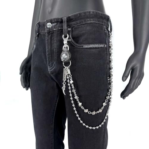 Image of Men Bicycle Strong Heavy Punk Rocker Biker Jeans Pants Chain Studs Keel Key Chain Mens Wallet Chain