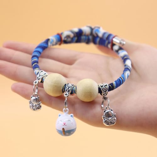 Kimono Cedar-Bead Pet Collar Dog Cat Suit Collar with Fortune Pendant Comfortable Adjustable Suitable for All Types of Pets