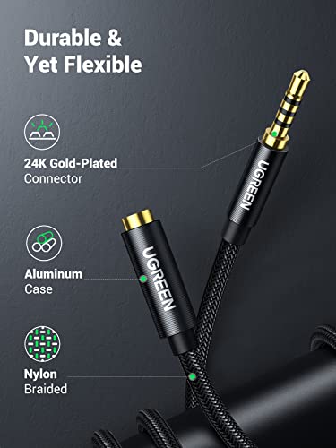 Ugreen Headphone Extension Cable 4 Pole Trrs 3.5Mm Extension With Microphone Male To Female Stereo Audio Cable Gold Plated Nylon Braided Compatible With Iphone Ipad Smartphones Media Players, 3Ft #TOP3