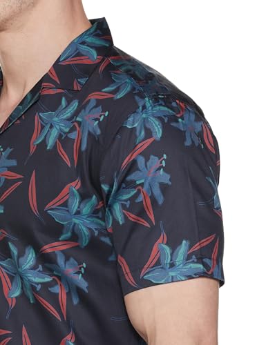 Image of Van Heusen Men's Cotton Slim Fit Print Half Sleeves Casual Resort Collar Shirt