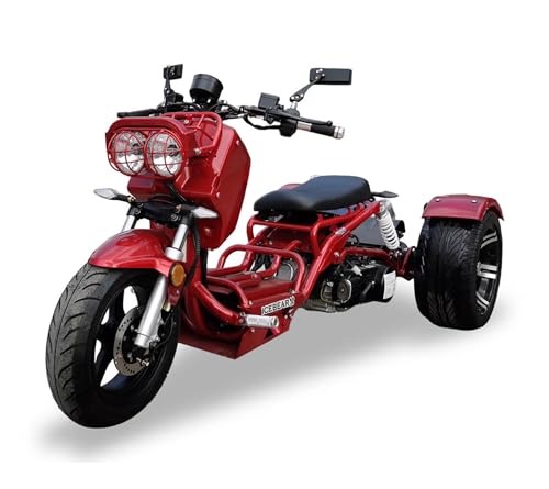 150CC Mean Dog Trike | 3-Wheel Motorcycle, ICEBEAR Ruckus PST150-19N, Featuring A Low Center of Gravity and Responsive Steering, Ample LEGROOM (Burgundy)