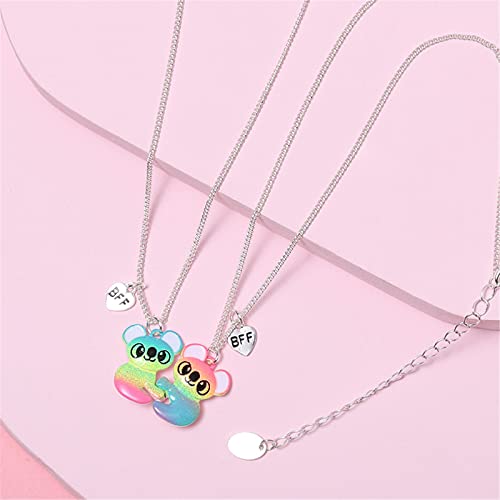 Caiyao 2Pcs Cute Half Broken Heart Koala Panda Engraved Pendant Necklace For Best Friend Women Men Lovely Love Heart Animal Necklace Friendship Jewelry Birthday Gift-D Raccoon thumb #1