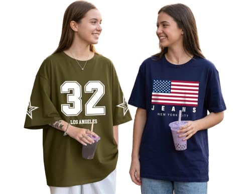 Image of AUSK Oversized T-Shirts || Printed Half Sleeve Tshirt for Womens