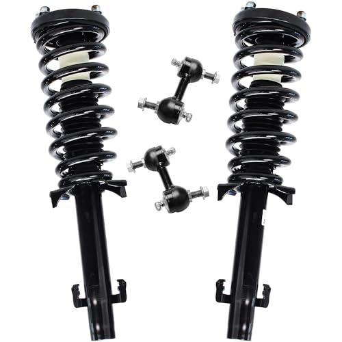 Detroit Axle - 2.4L Front Struts Sway Bars for 2008-2012 Honda Accord [Sedan Coupe] Complete 2 Struts w/Coil Spring 2 Sway Bars 2009 2010 2011 Replacement Suspension Kit Ready Struts Shocks Assembly
