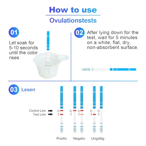 Image of 55 Ovulation Test Strips and 25 Pregnancy Test Strips 10mIU /mL Combo Kit for Women-with 70 Urine Cups (55 LH + 25 HCG)