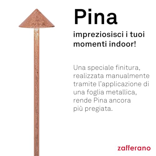 Zafferano, Pina Con Foglia Color Rame, Lampada Da Tavolo Ricaricabile E Senza Fili Con Controllo Touch, Utilizzabile Come Lampada Da Interni, Dimmer, 2200-3000 K, Altezza 29 Cm - 3