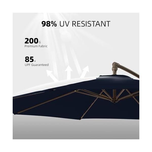   wikiwiki-10ft-Patio-Umbrellas-Offset-Outdoor-Umbrella-Cantilever-Hanging-Umbrellas-wInfinite-Tilt-Fade-Resistant-Waterproof-RECYCLED-FABRIC-Canopy-Cross-Base-for-Yard-Garden-Deck-Navy