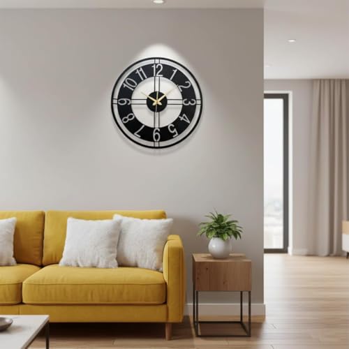 Image of Morden Metal Wall Clock for Living Room, Bedroom, Office, Kitchen, Stylish Wall Clock for Home and Hall, Designer Big Size Modern(DA-256, 50CM)