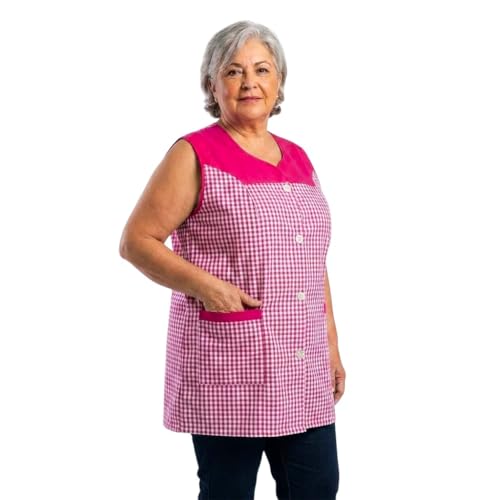 KLOTTZ 31782-910C-FUCSIA-L/XL - Delantal botones clásicos sin magas. Casaca multiusos. mujer color: FUCSIA talla: L/XL