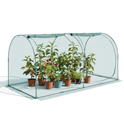 VEVOR Cage à Culture Jardin 2,5x1,2x1,2 m Cage à Plantes avec Porte Zippée pour Tomates, Filet Anti Oiseaux Résistante au Vent Filet de Protection de...