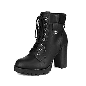 DREAM PAIRS Women’s Lace up Combat Ankle Boots High Chunky Heel Fashion Heeled Booties Shoes