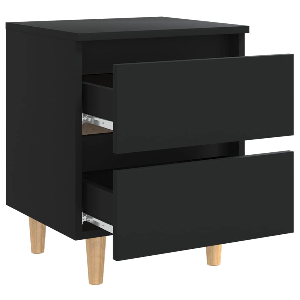 vidaXL - Nachttische 2 Stk. mit Kiefernholz-Beinen Schwarz 40x35x50 cm