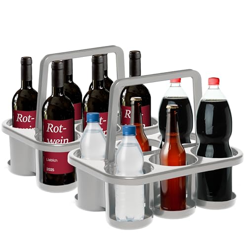 Novaliv Lot de porte-bouteilles pour 12 bouteilles - Maintien stable - Panier à boissons empilable - 32 x 23 x 28 cm - Argenté