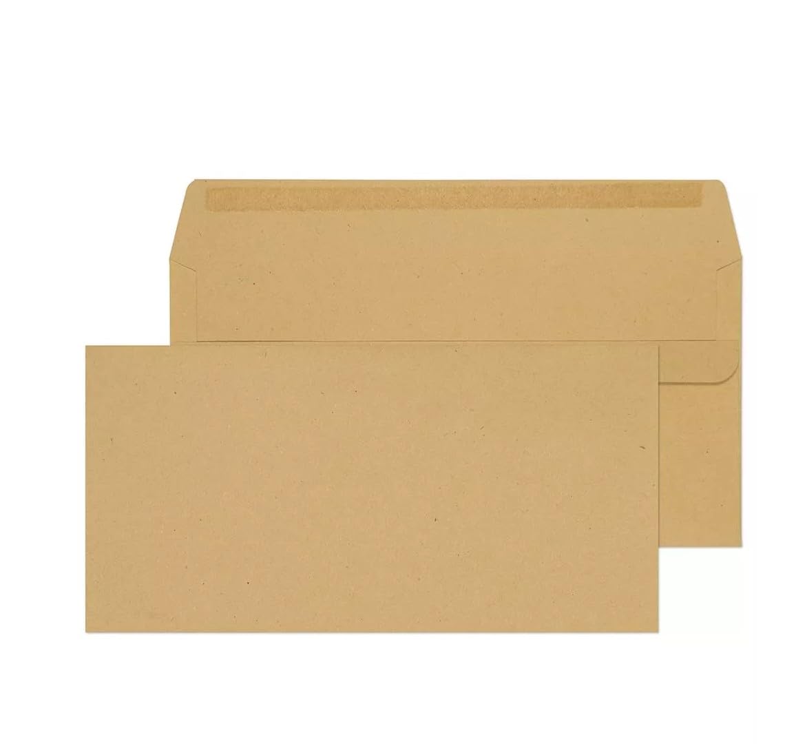 Blake Purely Everyday - Envelopes DL (110 x 220 mm) - 50 Pack - Thickness 80GSM Self Seal Envelopes - Manilla Envelope Brown - Office Stationery (11882/50 PR)