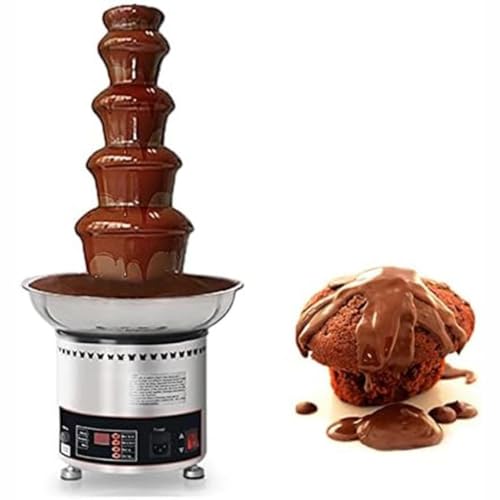 DFEDHF Electric Melting Chocolate Fondue Fountain, Chocolate Fountains Machine 30-150? Adjustable Sauce Melting Pot Ideal for for Sweet Treats, Fruits, Nuts or Party, Wedding (4Tier)