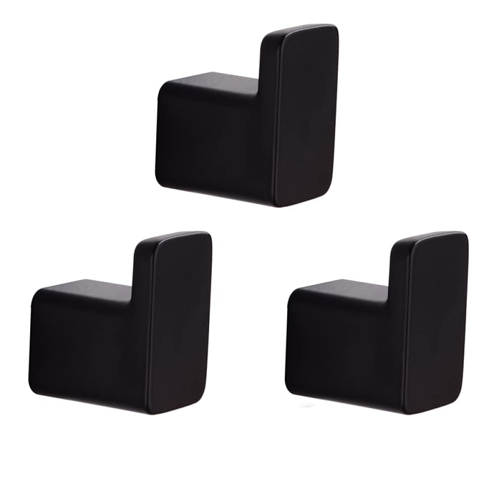 Robe Hooks Black Aluminium Handtuchhaken Badezimmer Wand Kleiderbügel Vintage Square Base Badezimmerzubehör Set Dekorativ, 3 Haken