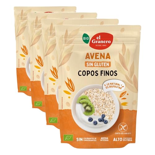 El Granero Integral - Copos Suaves de Avena Integral Ecológica - 500 g - Sin Azúcar Añadido y Sin Gluten - Aptos para Veganos - Alto Contenido en Fibra y Proteínas - Aporta una Dosis Extra de Energía