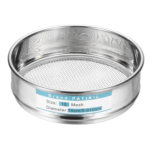 PATIKIL Lab Sieve 10 Mesh 2mm 5.9"/15cm Diameter Sifting Screen