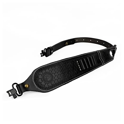 TOURBON Slip on Rifle Sling with Cartridge Holder, Leather Gun Sling with Swivels, Adjustable Strap with Thumb Loop