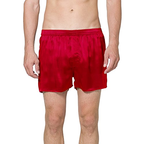 Intimo Men's Classic Silk Boxers, Red, Large