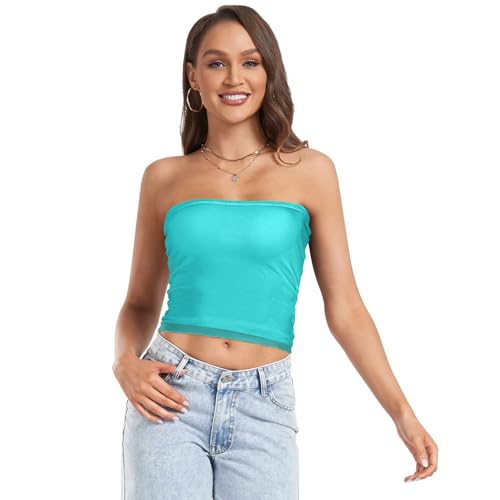 UMIRIKO Dark Turquoise Women's Strapless Hollow Out See Through