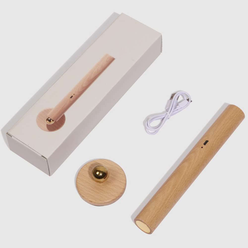Applique da Parete Moderna a LED per Interni, Effetto Legno, 3W, orientabile a 350°, con Interruttore Touch e Spina, Cavo USB. Ideale per Camera da Letto, Comodino, Soggiorno, Stud