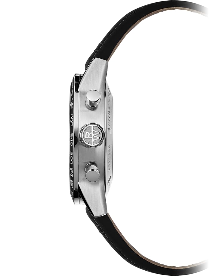 RAYMOND WEIL Freelancer Men's Automatic Watch, Chronograph, Black Ceramic Bezel, Black Dial, Stainless Steel Case, Genuine Black Leather Strap, 43.5mm (Model: 7741-SC1-20021)3