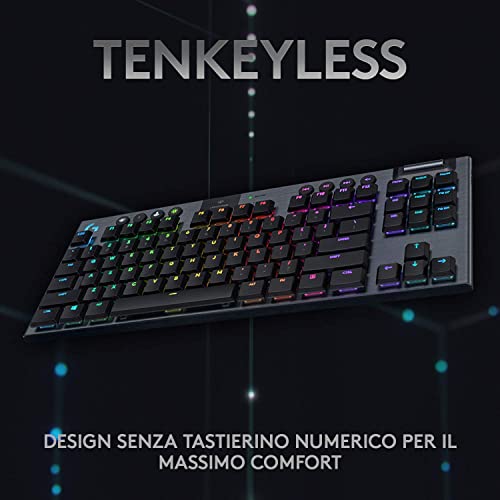 G915 LIGHTSPEED TKL Wireless Mechanical Tenkeyless Gaming Keyboard, Low Profile, GL-Tactile Switches, LIGHTSYNC RGB, +40 Hours Battery Life, Italian QWERTY – Black - Tastiera gaming - Immagine 4