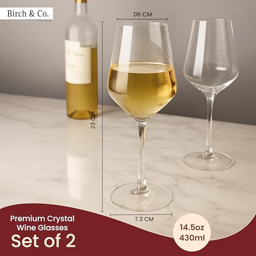 Image of Birch & Co. Wine Glass - Wine Glasses Set - Crystal Clear, Lead-Free, Elegant Stemware for Red & White Wine, Dishwasher Safe, Elegant Gift for Parties & Celebrations, Set of 2, SilkenSip