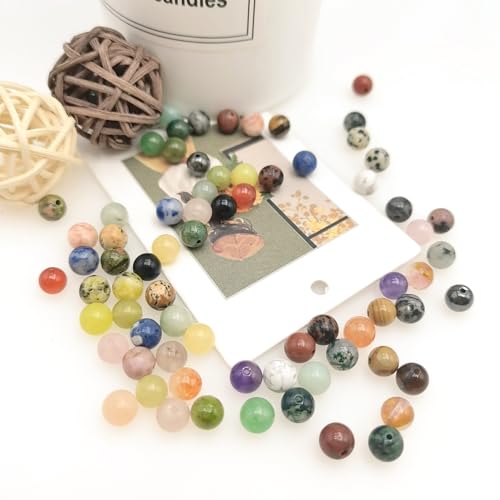 Basigeese 960pcs Natural Stone Beads Polished Beading 6mm Loose Beads Gemstone Crystal Energy Stone Healing Power for DIY Jewelry Making (6mm 24 Materials R2)