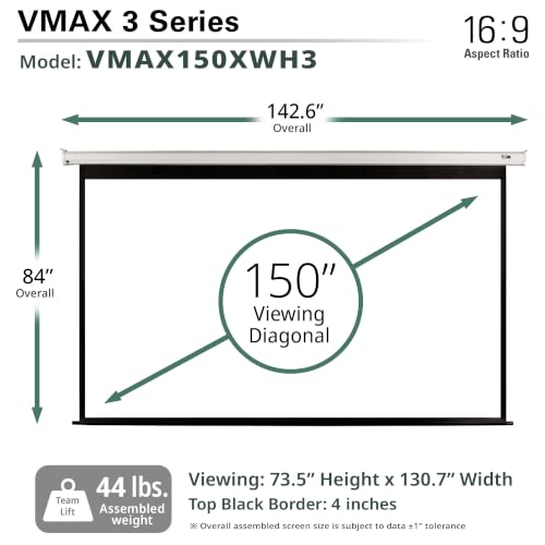 Image of Elite Screens VMAX 3 150 inch 16:9 Motorized Projector Screen VMAX150XWH3