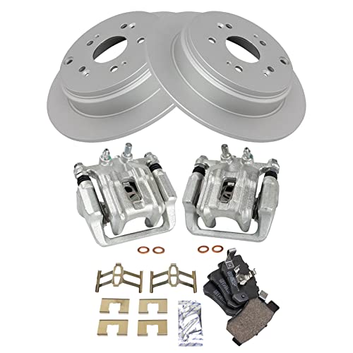 Image of TRQ Rear Brake Pad and Rotor Set Ceramic G Coated Rotors Calipers