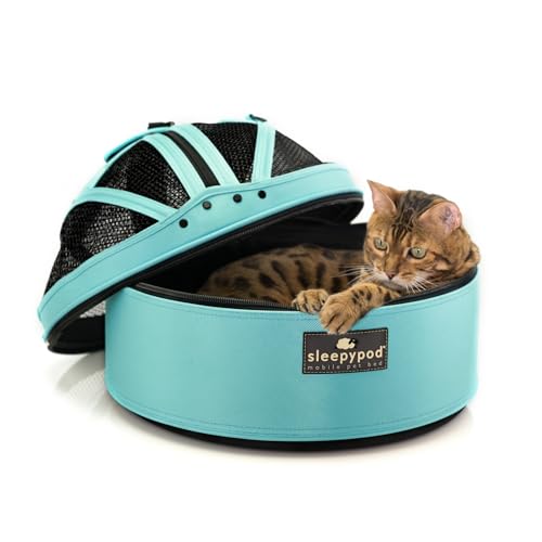 Sleepypod Mobile Pet Bed Multi-use Travel Pet Bed Crash-Tested Car Seat & Carrier for Dogs and Cats up to 15 Pounds (Robin Egg Blue)