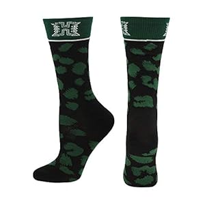TCK Hawaii Rainbow Warriors Womens Savage Socks (Black/Green, Medium)