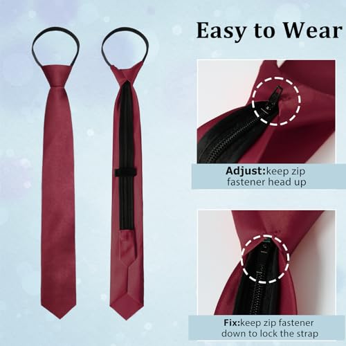 Image of Luckyvestir Womens Tie, Pre Tied Black /Red Ties for Women Adjustable Zipper Womens Necktie