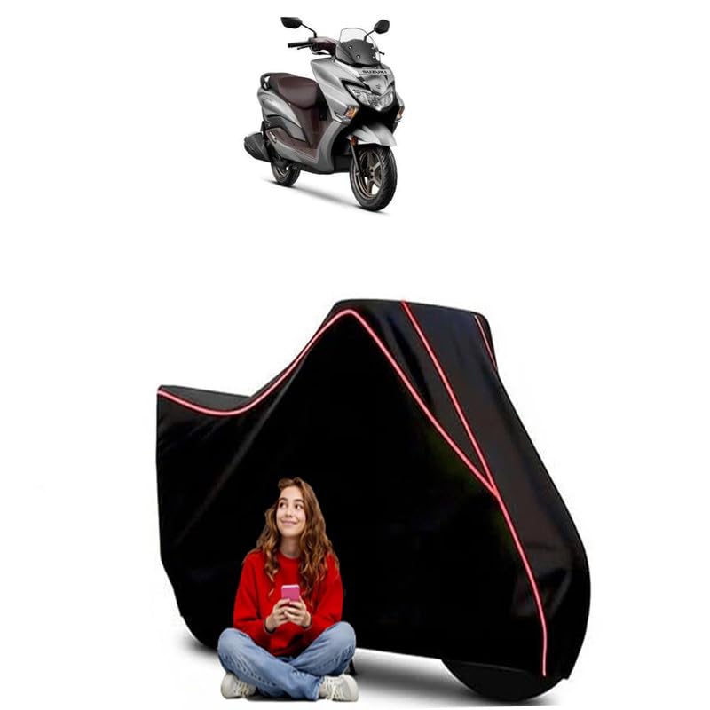 Image of Burgman Street STD Scooty Bike Cover Water Resistant Outdoor Use Universal Fit Scooters Motorcycles Heavy Duty UV Protection Dust Rain Scratch Resistant Elastic Bottom Black Blue Piping
