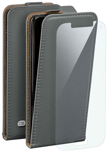Samsung Galaxy S5 Mini etui a rabat gris anti-rayures avec film de protection