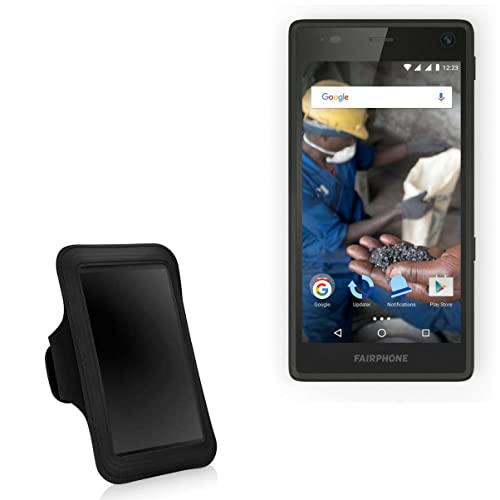 BoxWave Case Compatible with Fairphone - Sports Armband, Adjustable Armband for Workout and Running for Fairphone - Jet Black