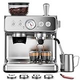Electactic 15 Bar Espresso Machine with Grinder & Milk...