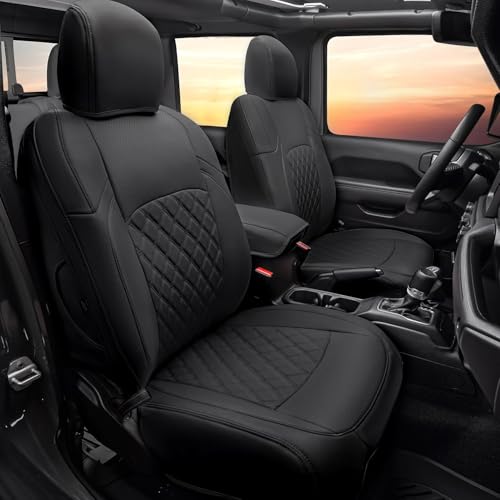 GIANT PANDA Gladiator Seat Covers Custom Fit for Jeep Gladiator JT Sport Rubicon Mojave Willys Freedom 2020 2021 2022 2023 2024 2025 2026 Without Rear Cup Holder Black