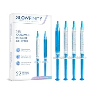 Glowfinity Teeth Whitening Gel Syringe Refill Pack – (3) 3ml Whitening Gel Syringes, (1) Remineralization Gel Syringe, No Sensitivity, Premium Quality, Use with LED Light and Trays