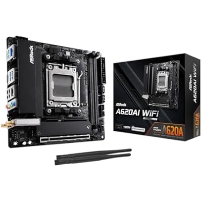 ASRock A620AI WiFi AMD AM5 Mini-ITX Motherboard, Supports AMD Ryzen 9000/8000/7000 Series Processors, DDR5 8200+ (OC), PCIe 4.0, Dual LAN, WiFi 6E, 8+2+1 Power Phase
