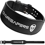 Gymreapers Leather Weightlifting Belt for Bodybuilding, Squatting, Lower Back Support & Back Pain - Real Leather, Adjustable Buckle Sizing - Men Women