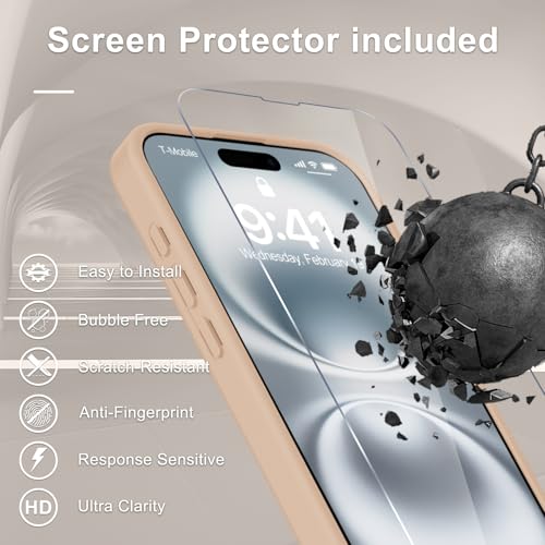 Image of YENAPOON for iPhone 16 Plus Case, Matte Magnetic Phone Cover [with 1 Screen Protector] [Support for MagSafe] [Shockproof Military Grade Protection] Translucent Frosted Back, Coral Pink