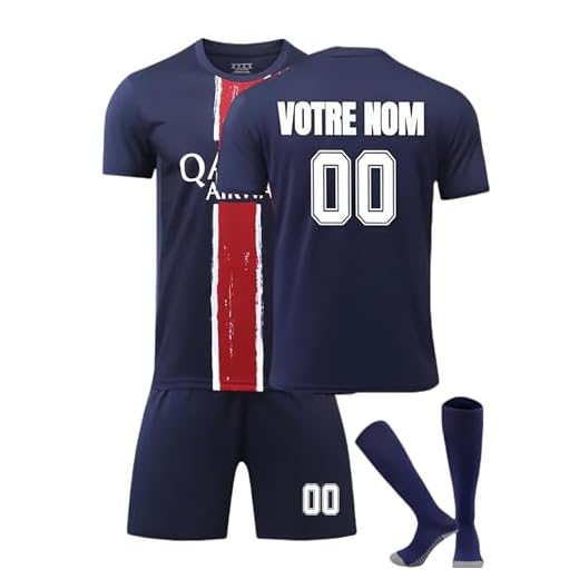 Enfant Maillot de Football 24/25 Nouveau Ensemble de Foot Enfant et Homme Nom et numéro personnalisés, Équipement Football Entrainement T-Shirt et Short Chaussettes Convient aux Femmes et aux Adultes