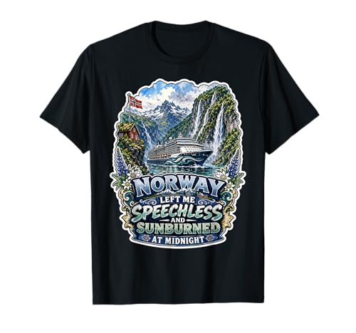 Norway Fjord Cruise Scenic Waterfall Mountains Travel Fans T-Shirt