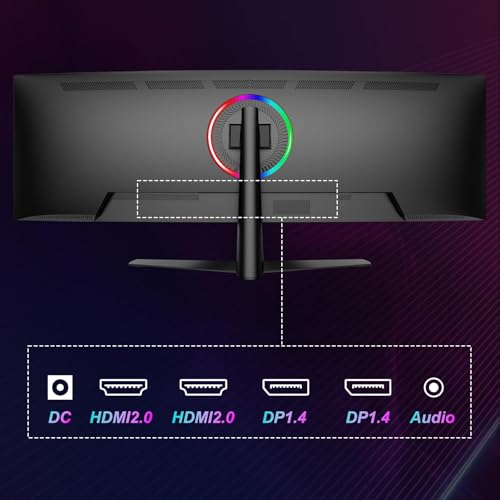 Gawfolk 44,5 Zoll Curved Gaming Monitor 200Hz DQHD 5120x1440 UltraWide PC Bildschirm 1500R Gaming Bildschirm, VA, Eingebauten Lautsprechern, Adaptive Sync, 2X DP 1.4, 2X HDMI 2.1, PBP/Pip 4